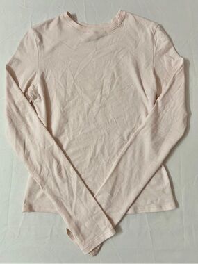 SKIMS Cotton Jersey Crew Neck Long Sleeve Top T-shirt Barely Pink